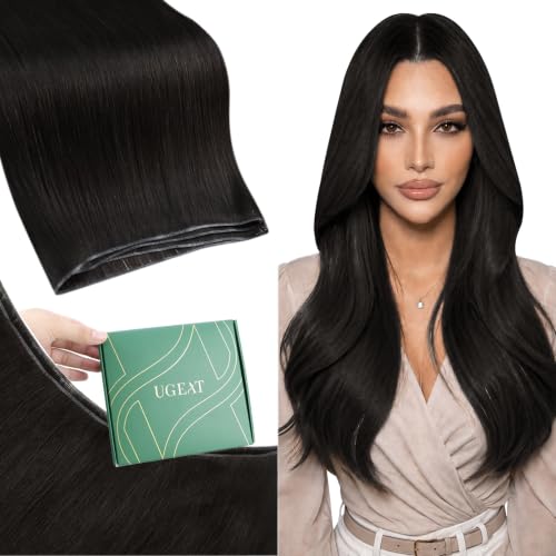 Image of Ugeat Genius Weft Extensions Human Hair Brown, 18 Inch Medium Length 50G