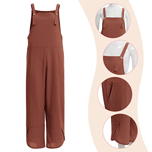 Odizli Women's Fashion Baggy Loose Wide Legs Overalls Straight Leg Jumpsuit Casual Pants Rompers Bib Overalls Jumpers For Women Dressy Baggy Clothes Cute Jumpsuits Chicken Overalls Brick Red Xl #TOP5