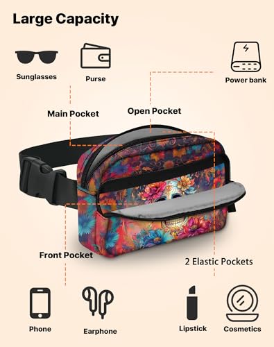 Image of Skull Fanny Pack Lightweight Belt Bag Fashion Waist Pouch | Waterproof, Crossbody Bags for Women, Sports, Running, Traveling, Hiking