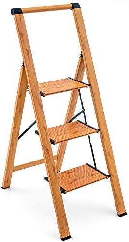 Tatkraft Adamant Aluminium 3 Step Folding Ladder, Anti-Slip Steps and Feet, Holds Up to 150 kg, SGS Certified for Quality and Safety