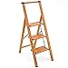 Tatkraft Up Escalera Doméstica de 3 Peldaños Antideslizante, Taburete Plegable de Cocina de 3 Escalones, Escalerilla de Aluminio Estilo de Madera Escandinava