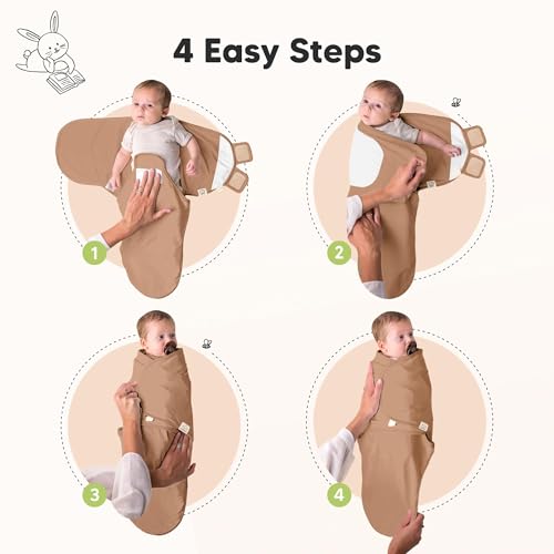 Image of 3-Pack Organic Baby Swaddle Sleep Sacks - Swaddles for Newborns, Infant 0-3 Months, Baby Girls, Boys, Soft & Snug Newborn Sleep Sack, Nursery Swaddling Blankets (Terracotta, OS)