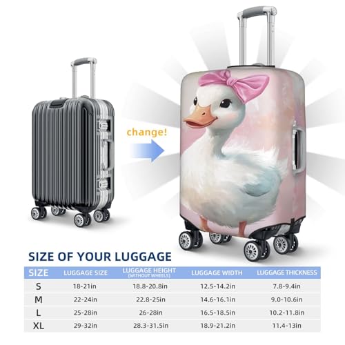 White Duck With Pink Bow On Head Elastic Travel Luggage Covers Dustproof Scratch-Resistant Suitcase Protector Fit 22-24 Inch4