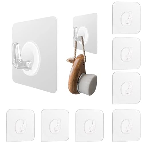Klebehaken Transparent,20 Stück Magischer Haken,Stark Haftend Klebehaken Für Badezimmer Küche (Max Lagergewicht 5kg) Cover