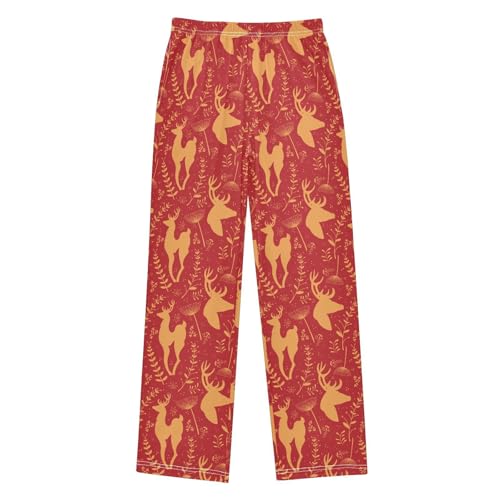 ZZXXB Moose and Leaves Boys Long Pants Soft Trousers Elastic Waist Kids Lounge Bottoms with Pockets S-XL