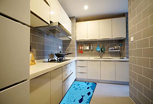 Tapis de cuisine sous-marin bleu clair en polyester résistant 39x20"