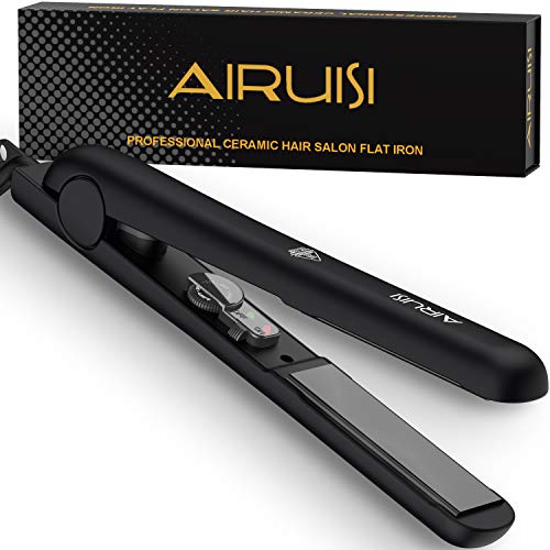 AIRUISI Ceramic Flat Iron for Hair, Professional Hair Straightener and Curler 2 in 1, 140°F~450°F Adjustable for All Hair Types, Safety Lock & Dual Voltage Perfect for Travel, 1 inch Ceramic Plates