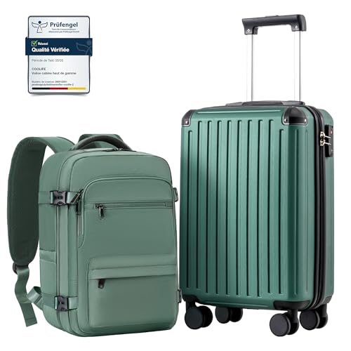COOLIFE Ryanair Valise Cabine 55 x 35 x 20 et Bagage Cabine 40x20x25(20L), Bagages Cabine Bagage à Main Rigide avec Serrure TSA et 4 roulettes Jumelées...