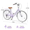 EISYROOD 26 Inch Beach Cruiser Bike for Women, Hybrid Womens Bike with 7 Speed, Adjustable Seat, Lightweight Women Beach Cruiser Bike with Anti-Skid Tires, V-Brakes (Double Bar, Purple) #5