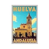 NEOHI Póster de viaje de estilo retro vintage de Huelva, Andalucía, vacaciones, lienzo, decoración de pared, pósteres para hogar, bar, restaurante, garaje, cafetería, logotipo, regalo, 12 x 18