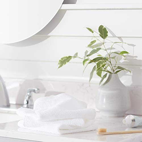 Amazon Basics Fade-Resistant Cotton Washcloth, 12-Pack, White, 12" L X 12" W #TOP7