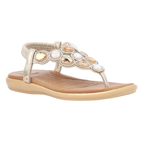 Image of Medifeet Women's Sparkling Stone-Studded Comfort Sandals | Soft Cushioned Midsole & Elastic Back Strap Fit