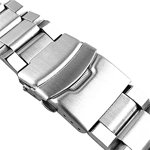 Bracelet en acier inoxydable argent avec boucle déployante anti chute