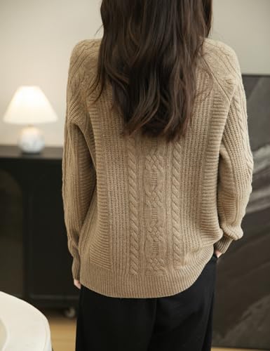 Image of Chanyarn Women's 100% Merino Wool Crew Neck Sweater 2025 Fall Winter Solid Cable Long Sleeve Warm Knitted Sweater
