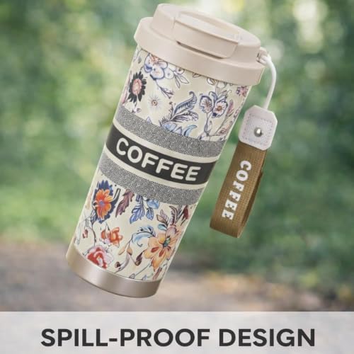 Image of STARFLYER Double Coffee Cup with Travel Strap 316 Stainless Steel Double-Layer Insulated Vacuum Bottle with Straw-500ml(Coffee tag)
