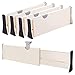 Drawer Dividers Organizer 4 Pack, Adjustable Separators 4" High Expandable from 11-17" for Bedroom, Bathroom, Closet,Clothing, Office, Kitchen Storage, Strong Secure Hold, Foam Ends, Locks in Place