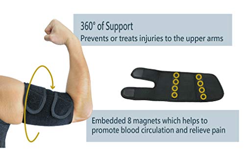 Obbomed Mb-1850S Breathable Neoprene Upper Arm Compression Brace, Elbow Band Wraps With Magnets Support For Tennis And Golfer's Elbow, Workouts, Tendonitis, Arthritis – Black (Size S: Fits 11-12 Inch Arm) #TOP3