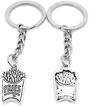 1 PCS Antique Silver Keyrings Keychains Key Ring Chains Tags Clasps AA461 French Fries image 2