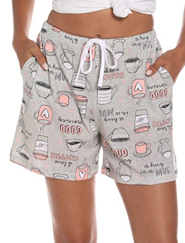 Image of ENJOYNIGHT Women Pajama Shorts Cotton Lounge Bottoms Sleep Shorts with Drawstring & Pockets