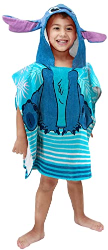 Disney Lilo & Stitch Kids Bath/Pool/Beach Hooded Poncho - Super Soft & Absorbent Cotton Towel, Measures 22 X 22 Inches (Official Disney Product) #TOP22