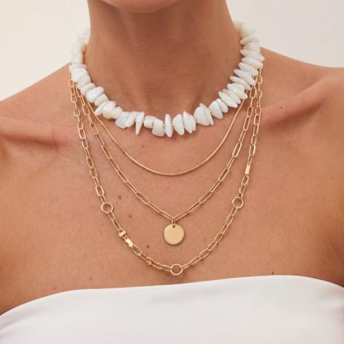 Elegance 11 designs White Beaded Chunky Necklace for Women Summer Beach Statement Resin Beads Boho Irregular Gravel Necklace Trendy Resin Vacation Choker Jewelry by Elegance 11 designs - Used condition - Image 3
