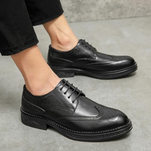 Men's Modern Business Casual Dress Shoes Classic Wingtip Lace-Up Brogues Formal Oxfords Suit Shoes2