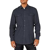 Amazon Essentials Men's Regular-Fit Long-Sleeve Two-Pocket Flannel Shirt, Dark Denim, X-Large