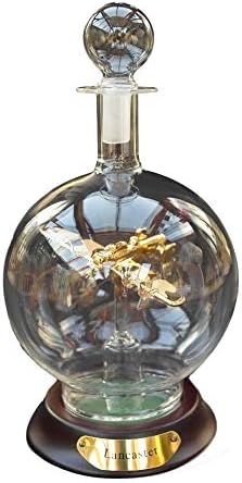 A Plane Model (Spitfire and Lancaster) Spirit Decanter Ornamental Gift, with Crystal Glass Stopper | A Personalised Dispenser/Rounded Bottle for your Favorite Drinks (Lancaster Gilded Aeroplane)