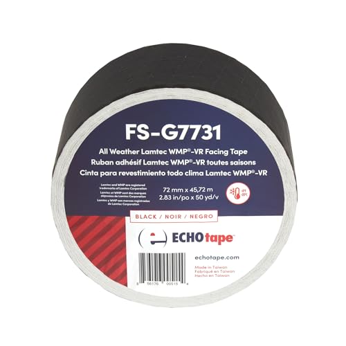 ECHOtape FS-G7731 | All Weather Lamtec WMP-VR Facing Tape | Metal Building Insulation Tape | Black Seam and Repair Tape | Cold Weather Acrylic Adhesive | Contractor Tape | 2.83 in x 50 yds