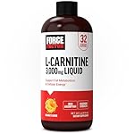Force Factor L-Carnitine Liquid 3000mg, Maximum Strength Supplement to Support Fat Metabolism, Cellular Energy & Muscle Recovery, High Absorbing, Non-GMO, Orange Flavor, 16 oz Bottle
