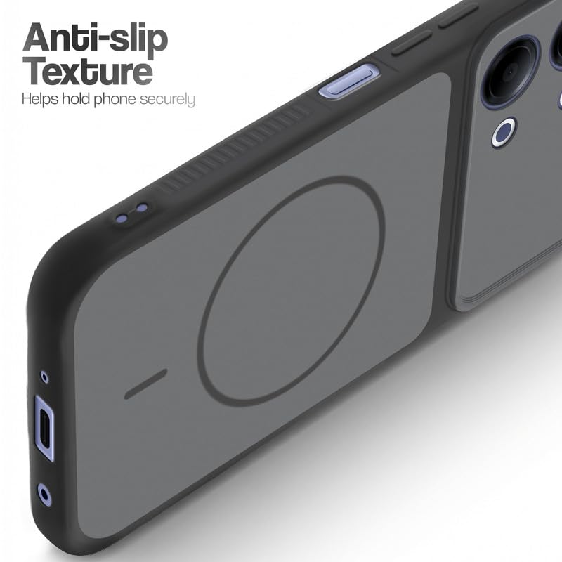 Image of Mr. Case Back Cover for Vivo Y11 5G | Ring Design Protective Case with Camera Cut Protection | Anti Slip Grip | Shockproof Mobile Cover - Black