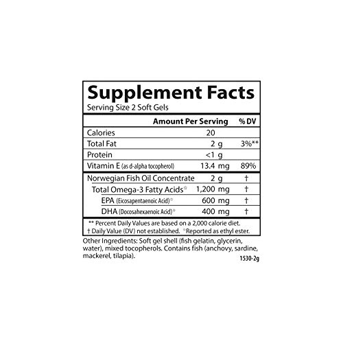 Carlson - Super Omega-3 Gems, 1200 Mg Omega-3S, Norwegian, Cardiovascular Support, Brain Function & Vision Health, 50 Soft Gels #TOP3