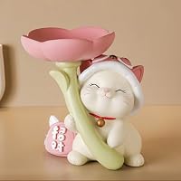Amazon.co.jp: 花持ちの猫さん 置物 招き猫 玄関収納 鍵置き