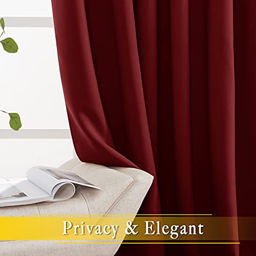 NICETOWN Glass Door Curtains for Window, Wide Thermal Curtain Panels, Sliding Door Drapes, Extra Wide Curtains (Burgundy Red, 80 inches Wide x 84 inches Long)