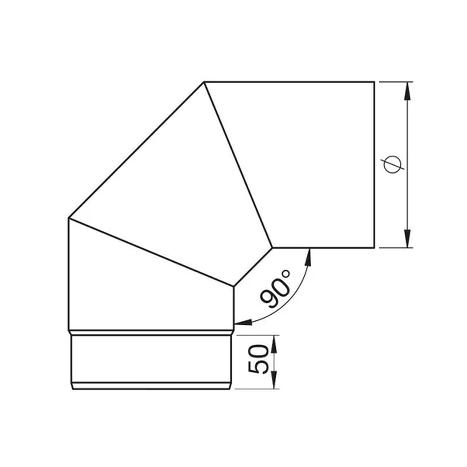 Curva Chiusa 90° Acciaio Nero 2 mm Stufa A Legna Gomito Per Canna Fumaria (DN 150)