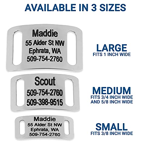 Gotags Slide-On Pet Id Tags, Curved Personalized Dog And Cat Tags, Silent, No Noise Collar Tags Made Of Stainless Steel, Custom Engraved, (Solid For Belt Buckle Collars) #TOP2