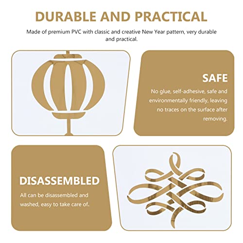 NUOBESTY Ano Ano Ano Decalque Festival Primavera Decoração Porta de Parede Adesivo de Vidro Personag