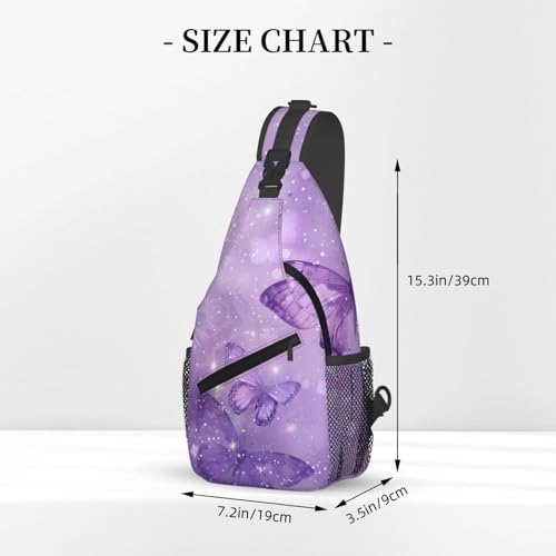 Image of SUPLUCHOM Sling Bag Butterfly Purple Pastel Hiking Daypack Crossbody Shoulder Backpack Travel Chest Pack for Men Women