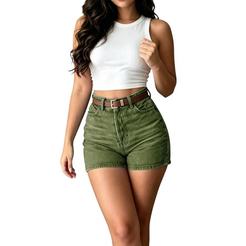 Short en jean pour femme taille haute skinny stretch bleu
