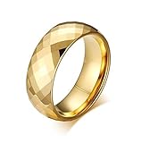 VNOX Men's Rhombic Cut Tungsten Carbide Promise Engagement Wedding Band Ring,Gold Plated,8mm Width,Size 9
