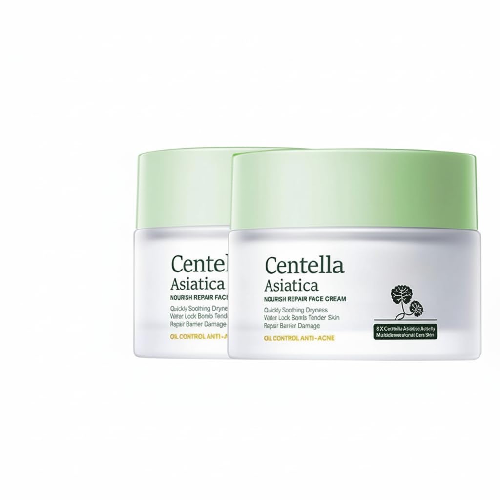 KASTWAVE Repair Face Cream, 2 PCS Centella Face Moisturize, Glow Skin, Skin Barrier Repair, Deeply Nourishing, Calming Cream for Soothes Acne Rosacea Oily & Sensitive Skin