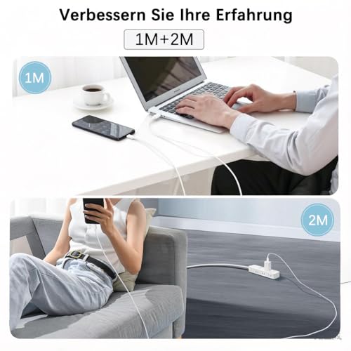iPhone Ladekabel, USB C auf USB C Kabel für Apple iPhone 17 16 15, [2Pack 1M+2M] PD Schnellladekabel USB C Ladekabel für iPhone 17 Pro/Pro Max/Air/16 Pro/Pro Max/Plus/15 Pro/Pro Max/Plus,iPad,Macbook