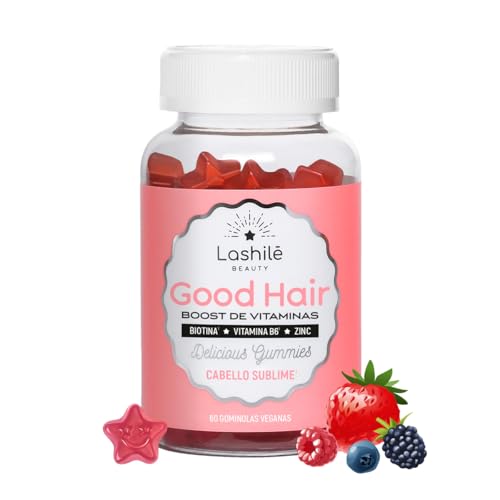 Lashilé Beauty - Complementos Alimenticios -Vitaminas para el crecimiento y fortalecimiento del cabello - Good Hair Vitaminas - 1 mes - 60 Gummies - Zinc, Viatmina C, E, B8, D, B12