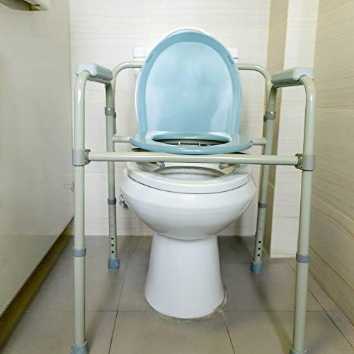 VONOYA Lightweight Foldable Bedside Commode w Removable Bed Pan, Portable Chair with Build-in Toilet for Disabled People The Elderly & Others up to 136kg, Adjustable Height Folding Stool