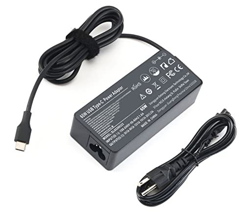 Type-C 65W AC Charger Fit for Lenovo Thinkpad E14 E15 X13 L13 L14 L15 T14 T15 ThinkPad T480 T490 T495 T590 Yoga IdeaPad S540 C740 C940 Laptop Power Supply Adapter Cord