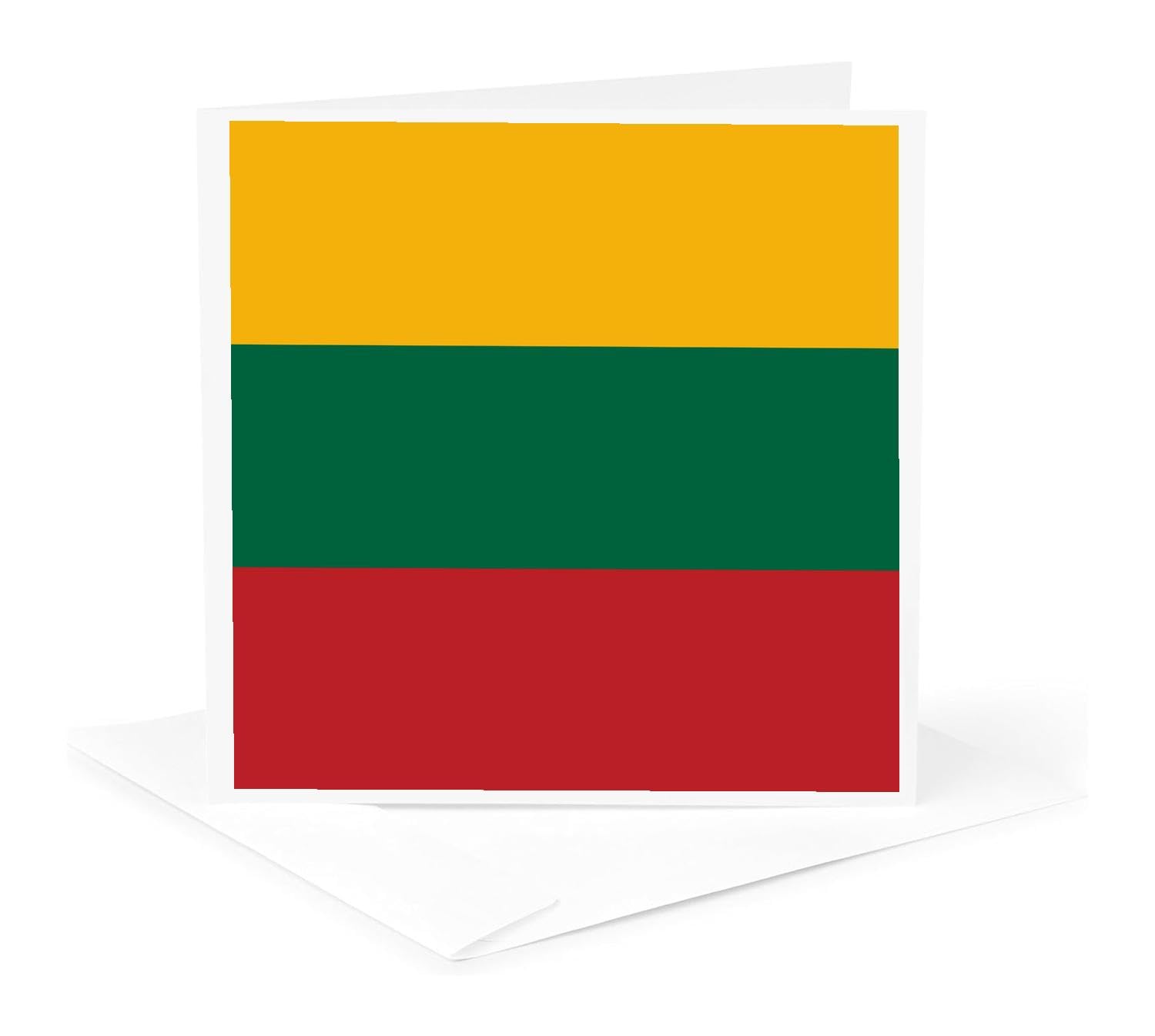 3dRose Greeting Card - Flag of Lithuania - Lithuanian yellow green red horizontal stripes - Europe - European country world - Flags