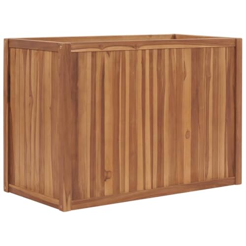 vidaXL Raised Bed Planter - 100x50x70 cm - Fine Sanded Solid Teak Wood - Unique Wood Grain Design - Weather - Easy Assembly - Fits Indoor and Outdoor