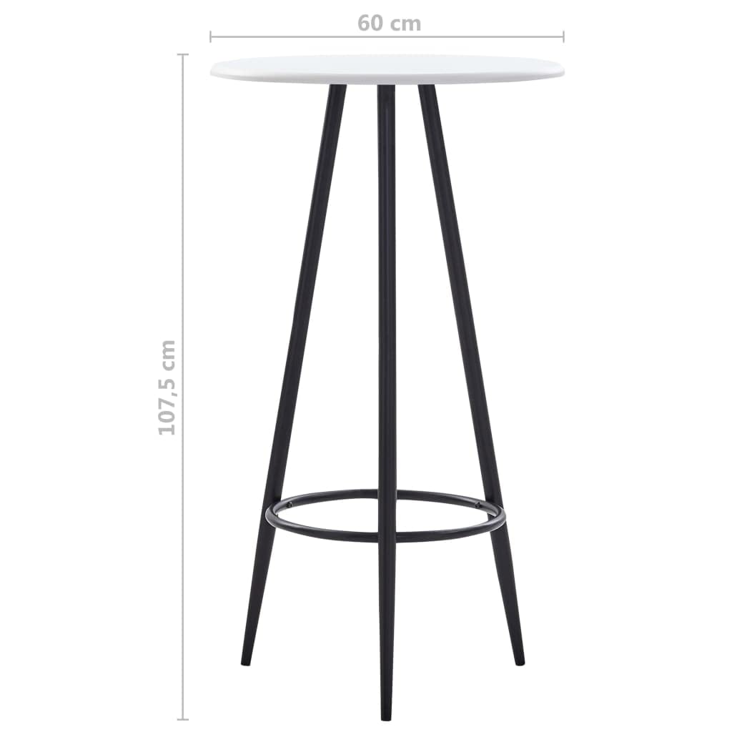 Mesa de bar redonda de 60 cm, color blanco, con patas de metal, altura de 107,5 cm, moderna mesa de bistró para cocina y comedor, mesa compacta para espacios pequeños