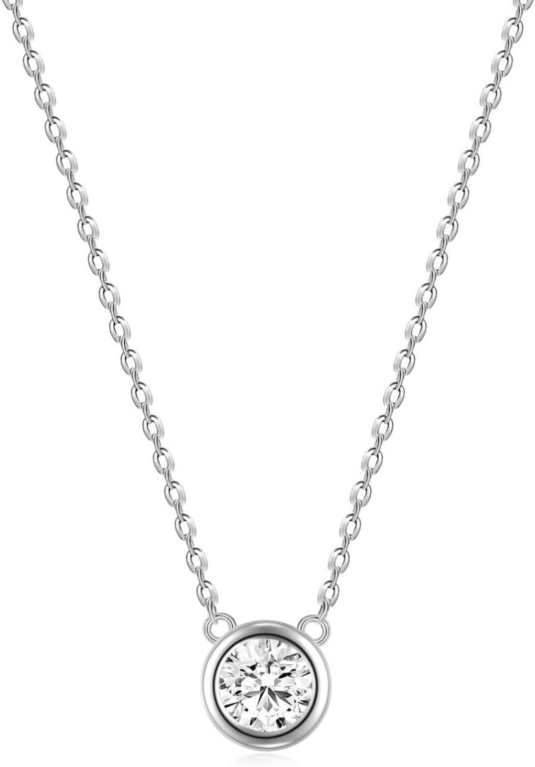 Collar de plata de ley 925 para mujer con circonita cúbica y colgante de circonita cúbica, joyería minimalista delicada, regalo para mujer, extensores con cierre de langosta, regalos para mujer, día de aniversario