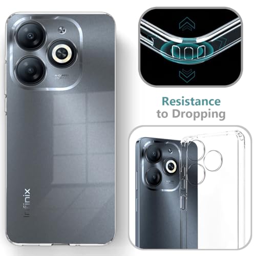 Image of Fashionury Shockproof Crystal Clear Back Cover Case for Infinix Smart 8 HD | Raised Bumps for Camera & Screen Protection | Transparent Back Cover Case for Infinix Smart 8 HD